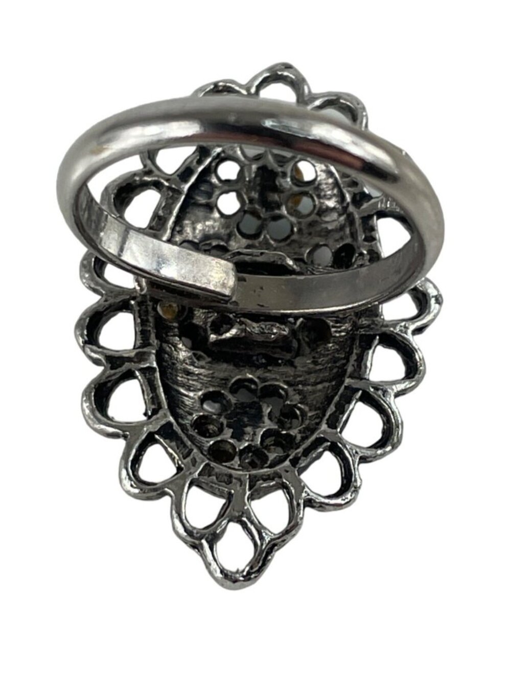 Vintage Purple & Blue Multi Stone Silver Tone Adjustable Ring - Picture 3 of 7
